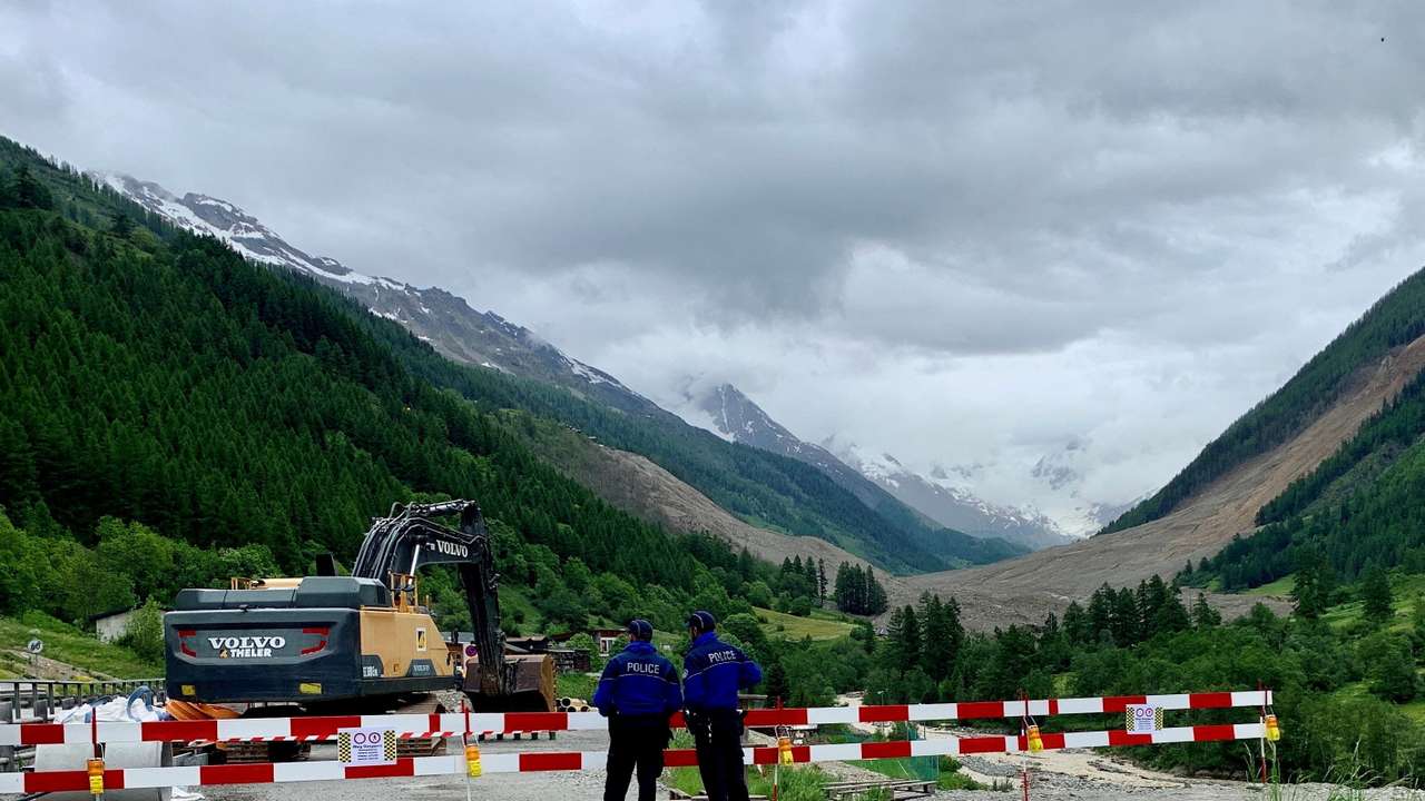 Aftermath of a landslide in Blatten