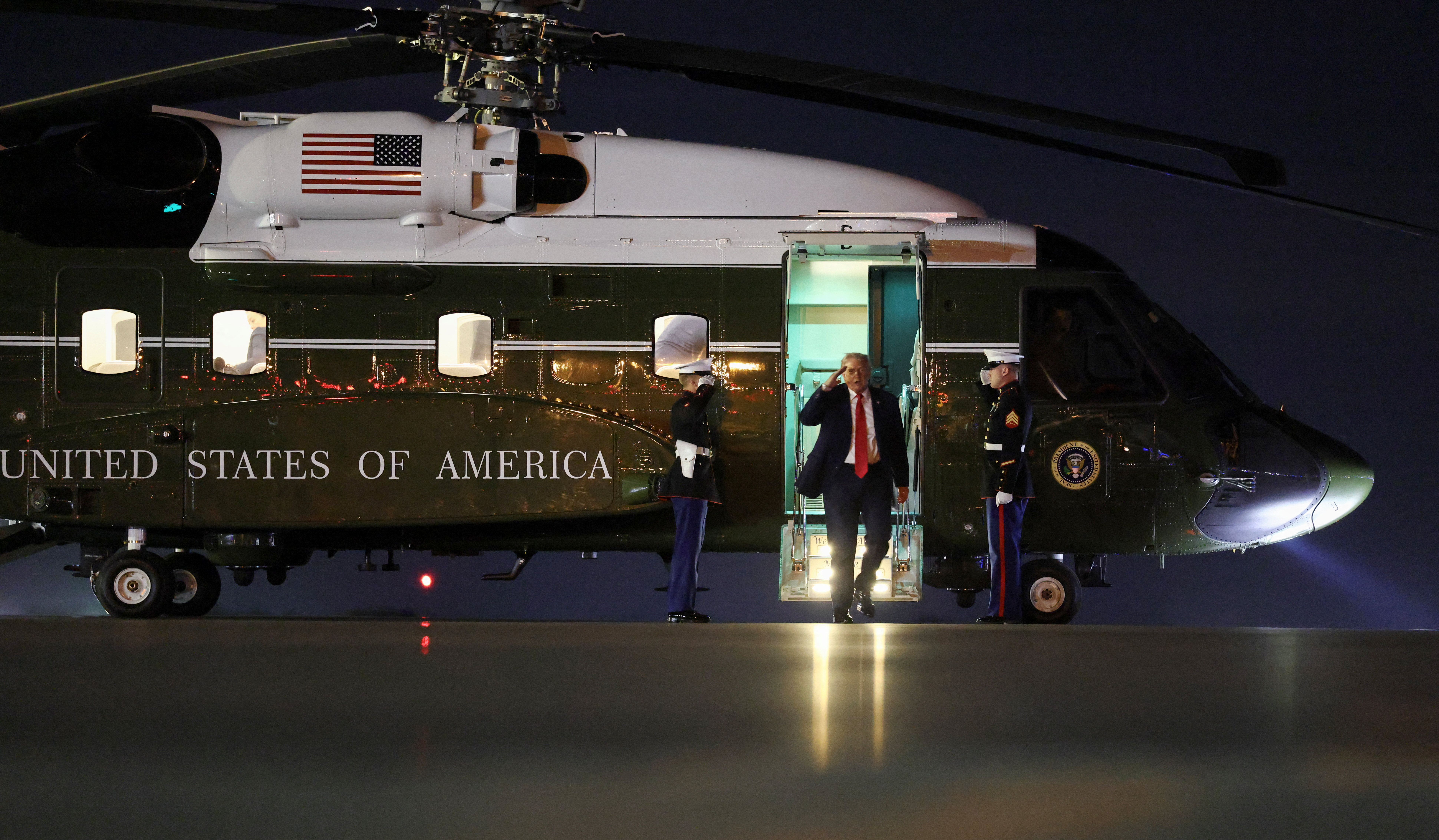 Trump departs after attending the College Football Playoff National Championship in Florida