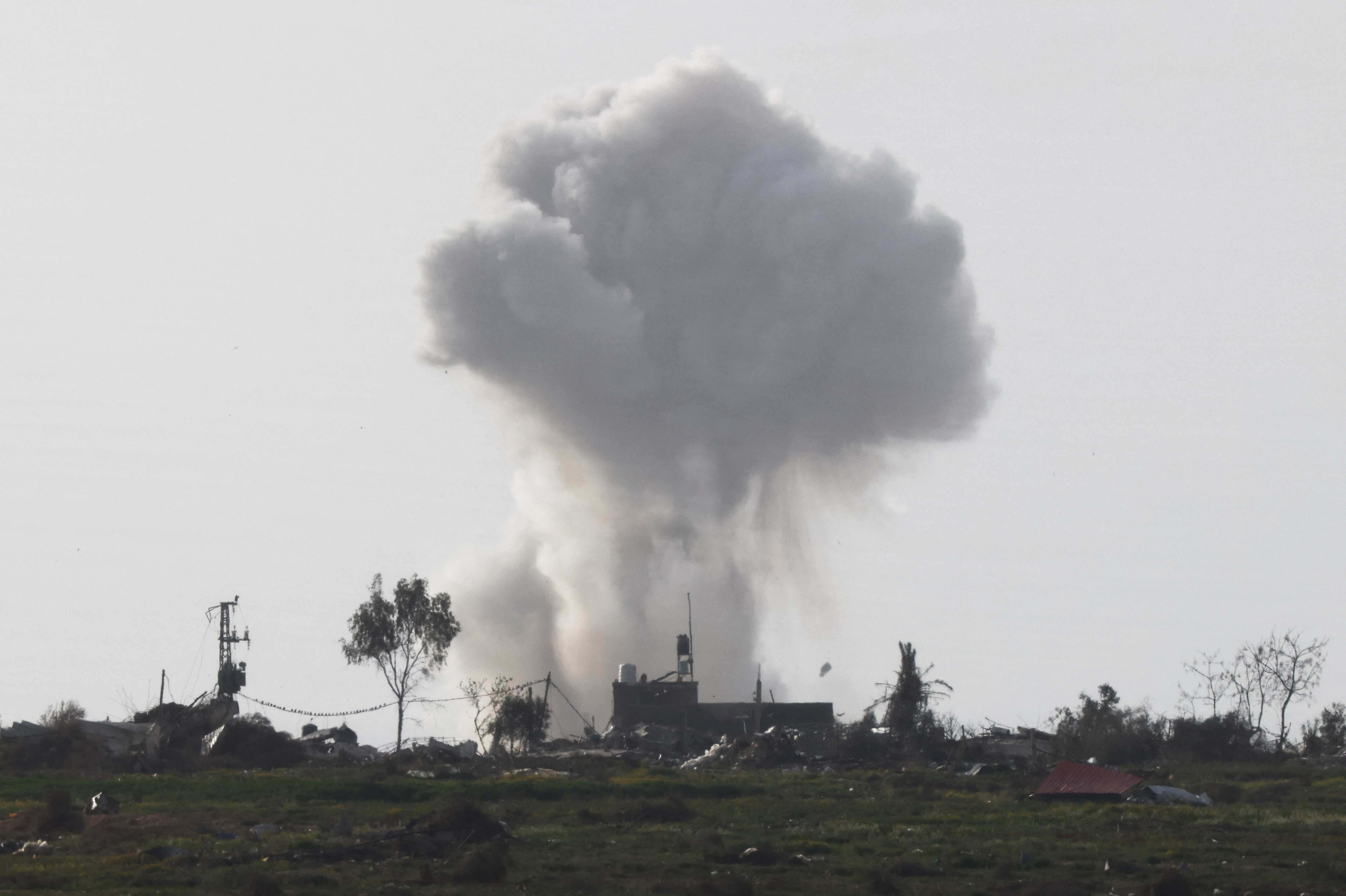 Israeli military vehicles operate in the Gaza Strip