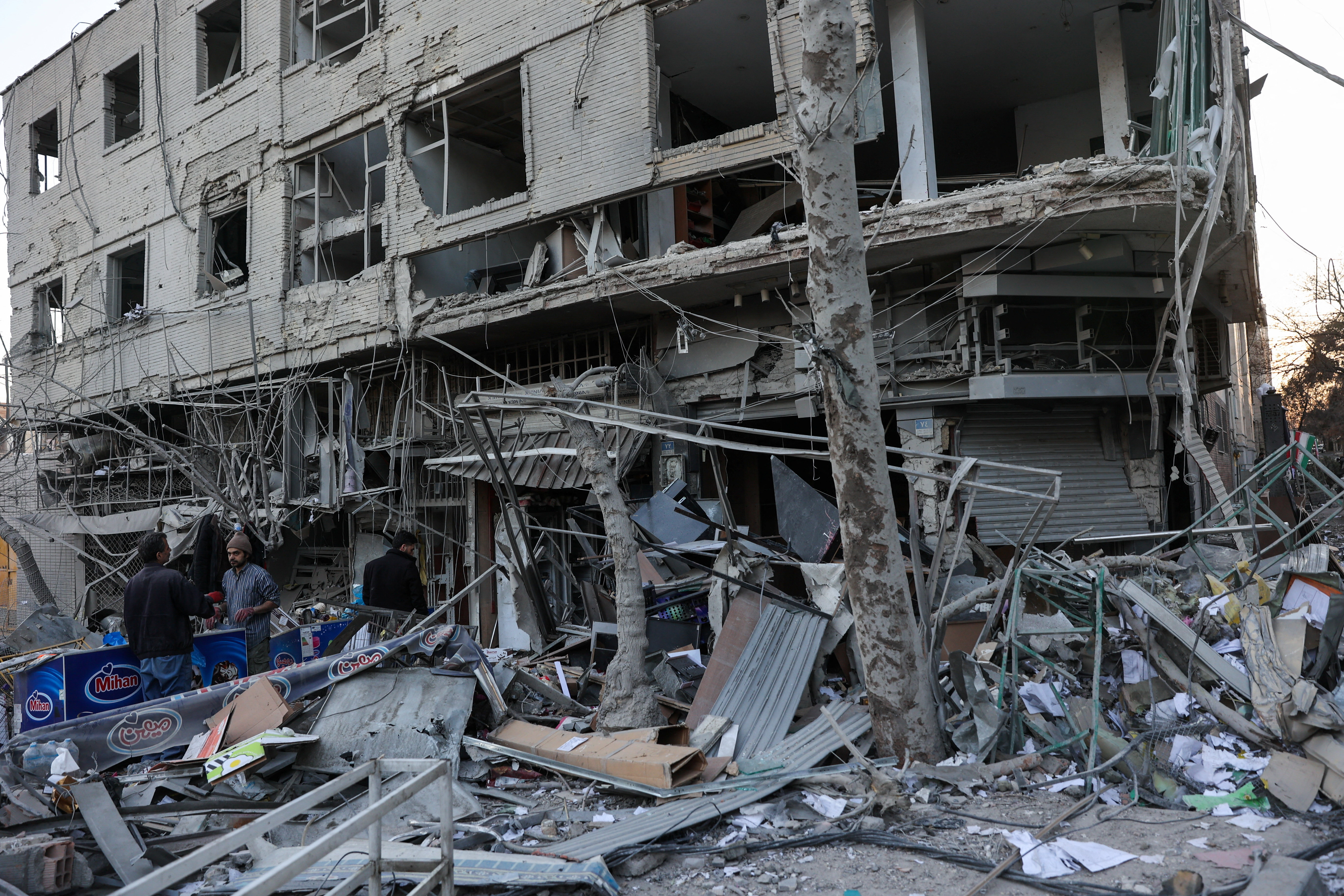 Aftermath of an Israeli and the U.S. strike on a police station in Tehran