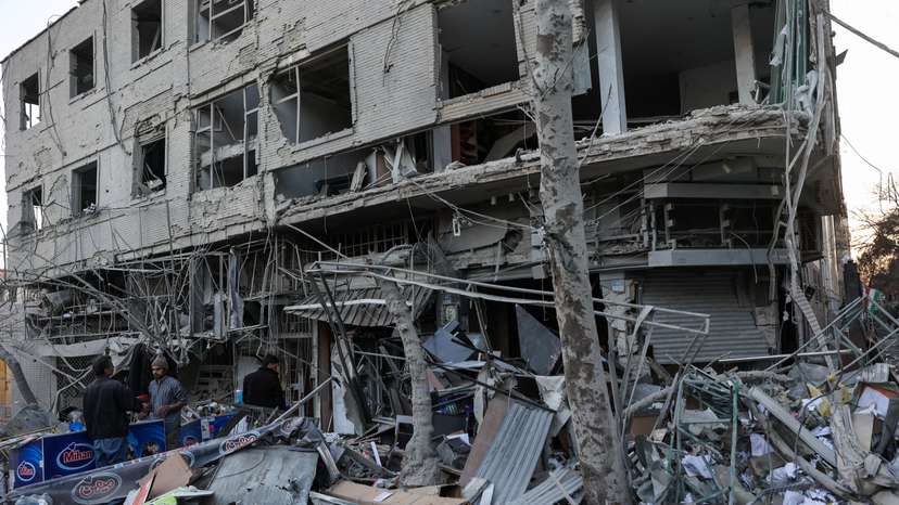 Aftermath of an Israeli and the U.S. strike on a police station in Tehran