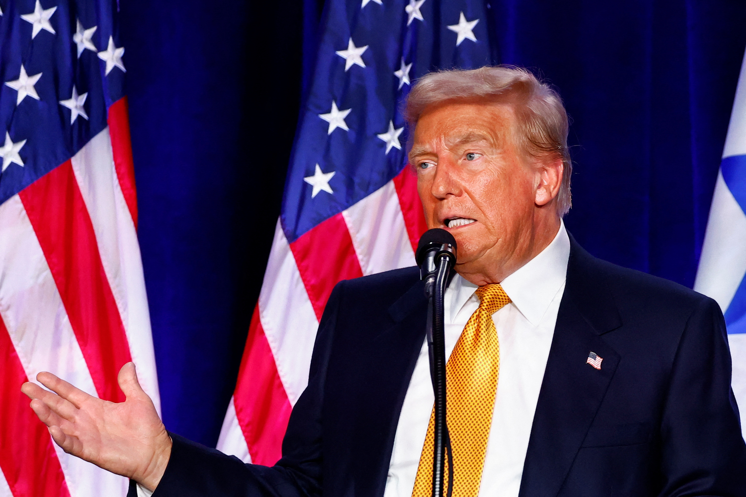 Republican presidential nominee and former U.S. President Trump participates in a "Fighting Anti-Semitism in America Event" in Washington