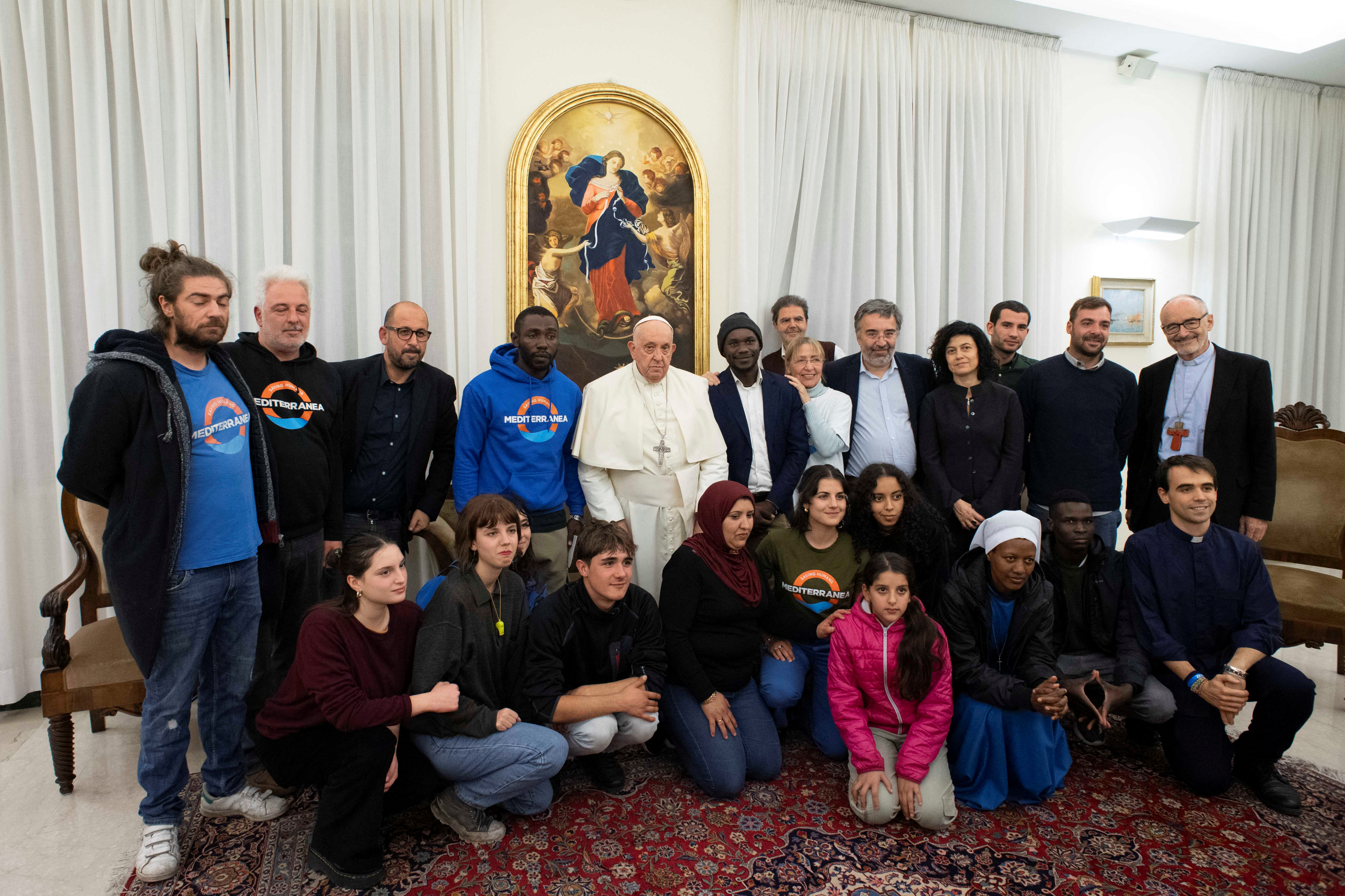 Pope Francis meets with Mbengue Nyimbilo Crepin and delegation from the Mediterranea Saving Humans