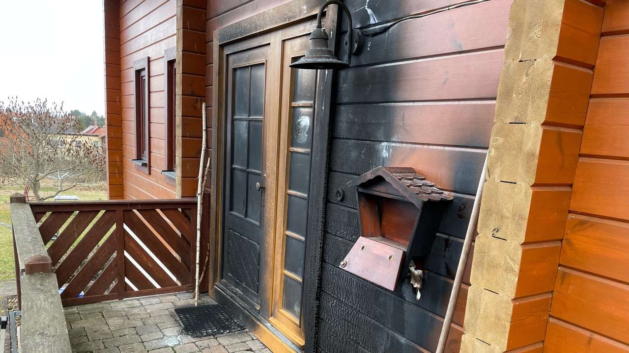 A view of burnt facade of the house of Michael Mueller in Waltershausen