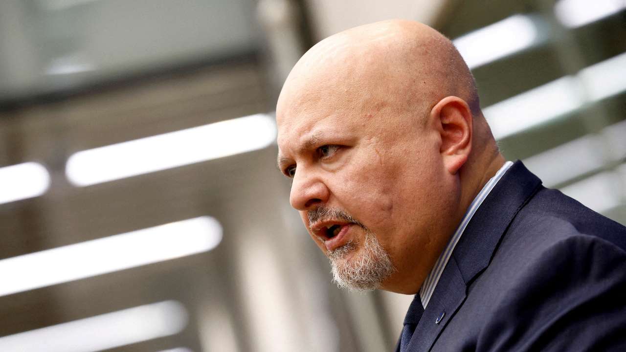 FILE PHOTO: International Criminal Court Prosecutor Karim Khan speaks during an interview with Reuters