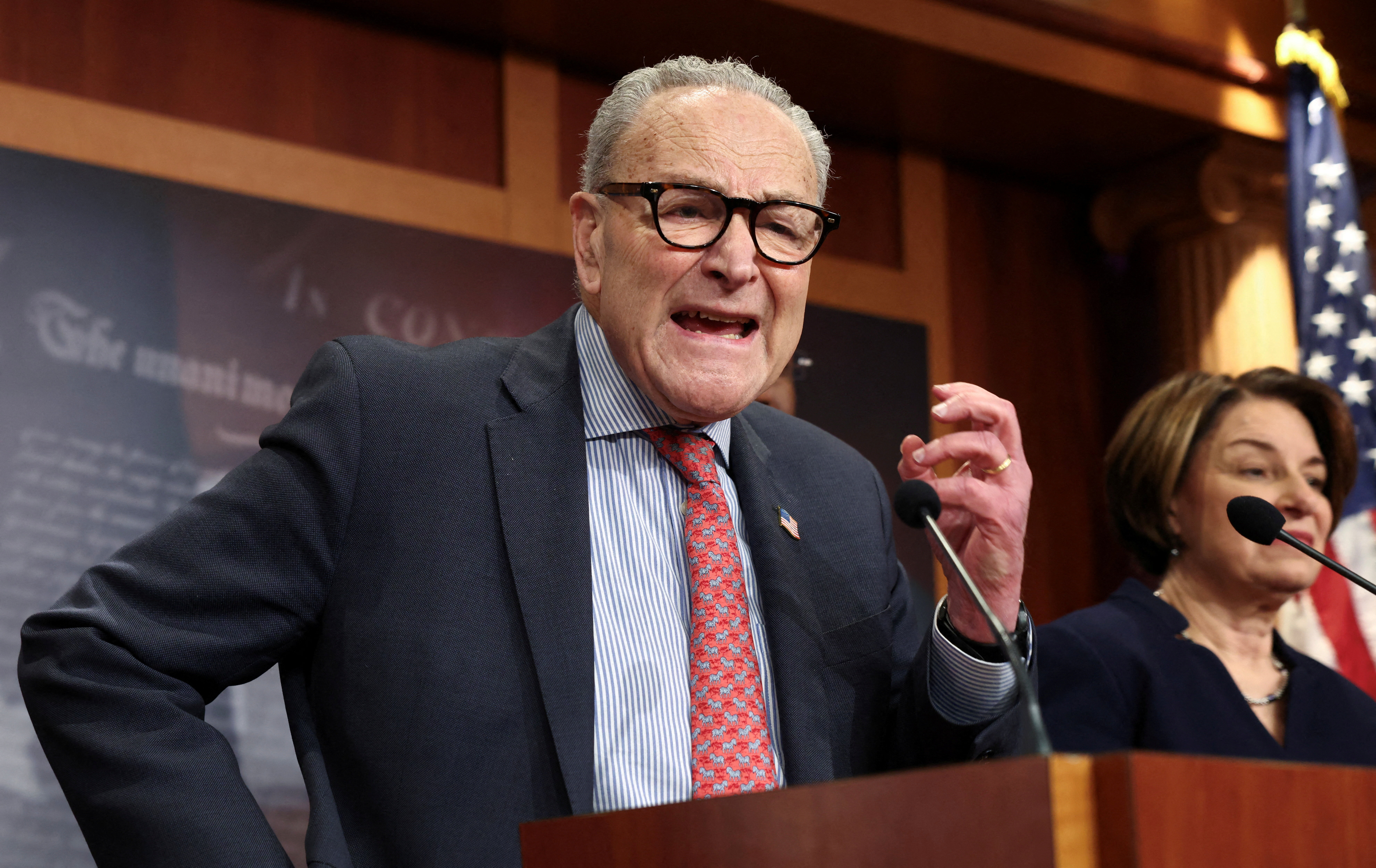 Schumer speaks after healthcare plan votes at the Capitol In Washington