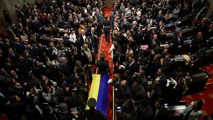 Tribute for Colombian Senator Miguel Uribe Turbay at Colombia's Congress, in Bogota