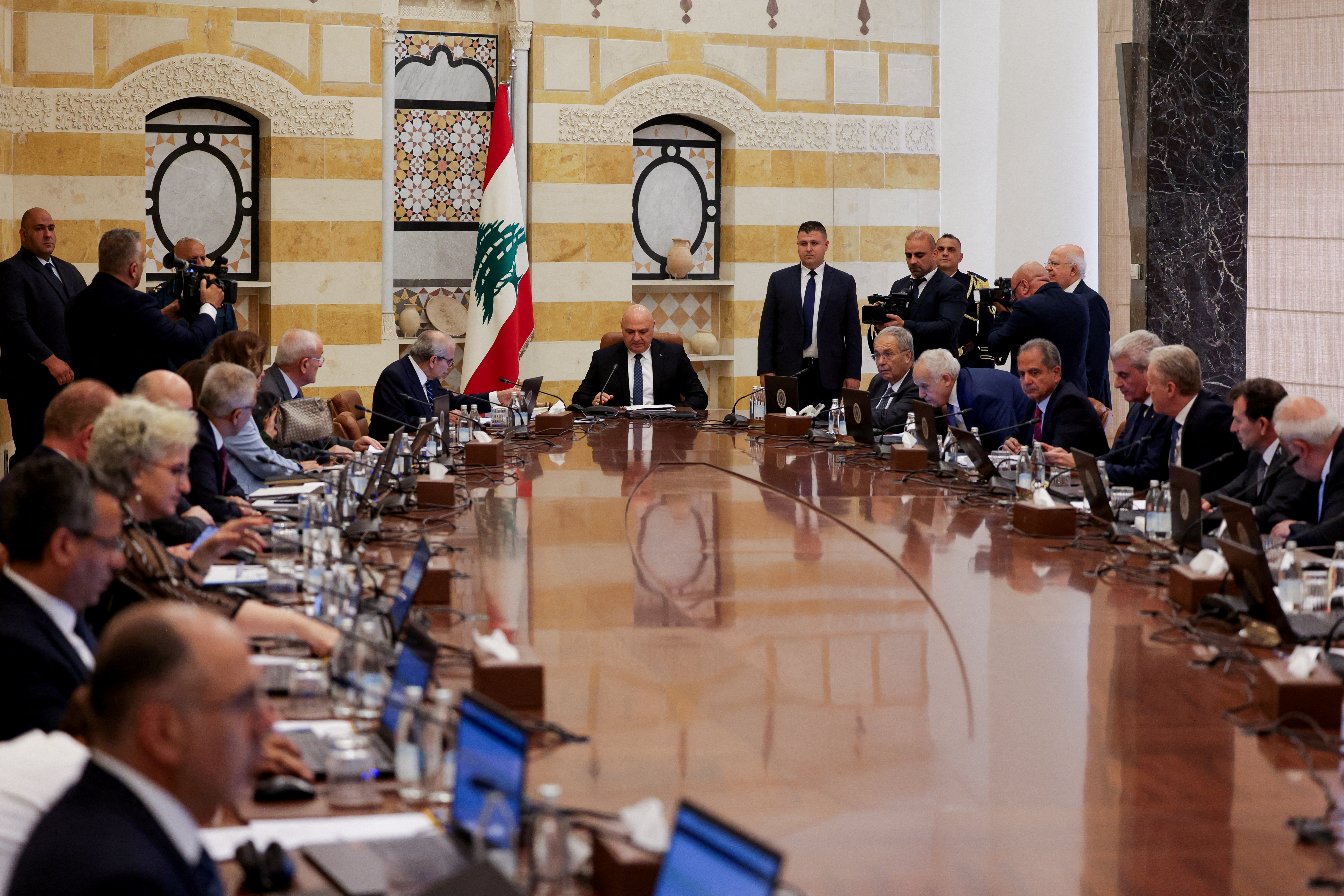 FILE PHOTO: Lebanon's cabinet meets to discuss Hezbollah's weapons, in Baabda