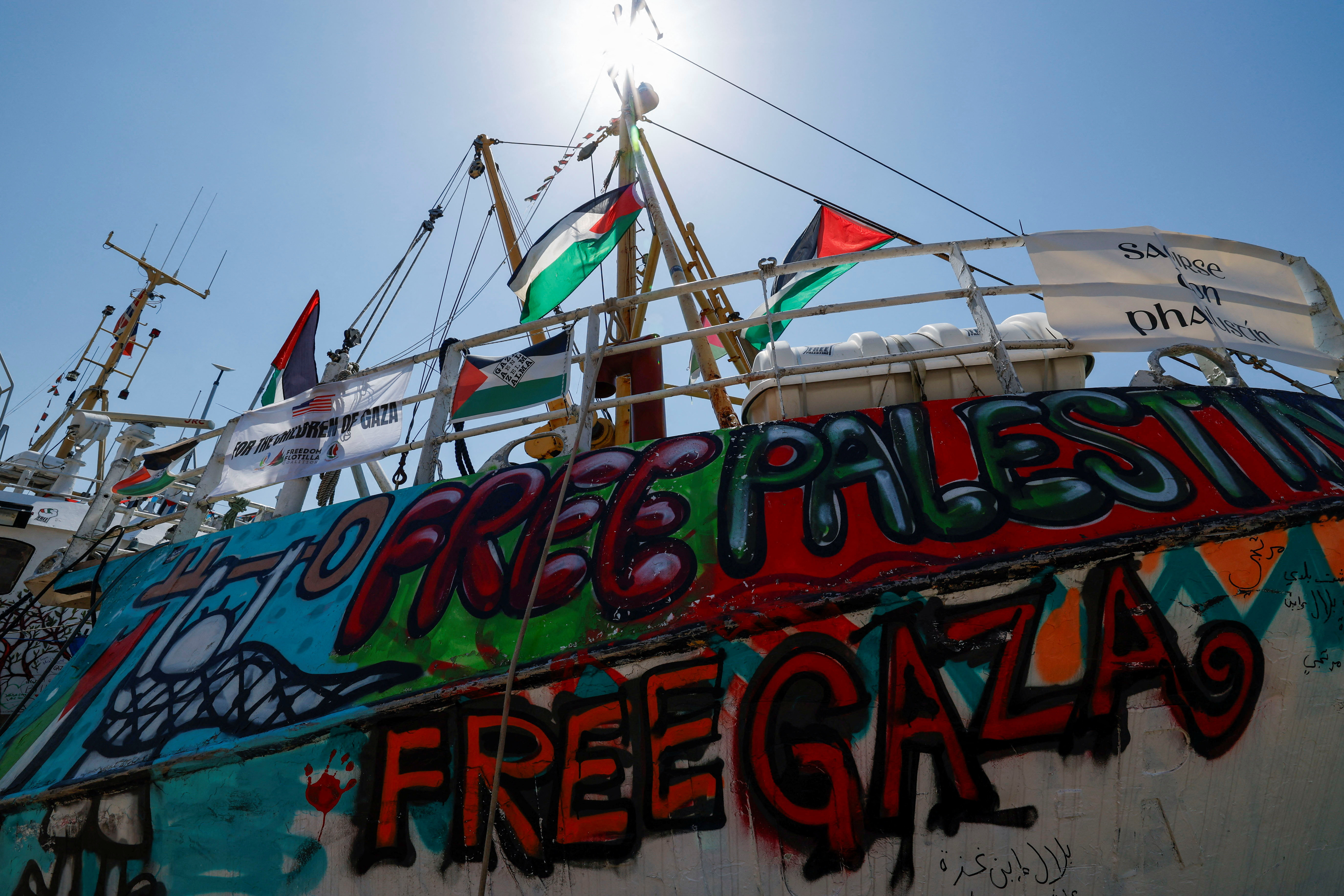 Freedom Flotilla Coalition ship 'Handala' prepares to sail for Gaza