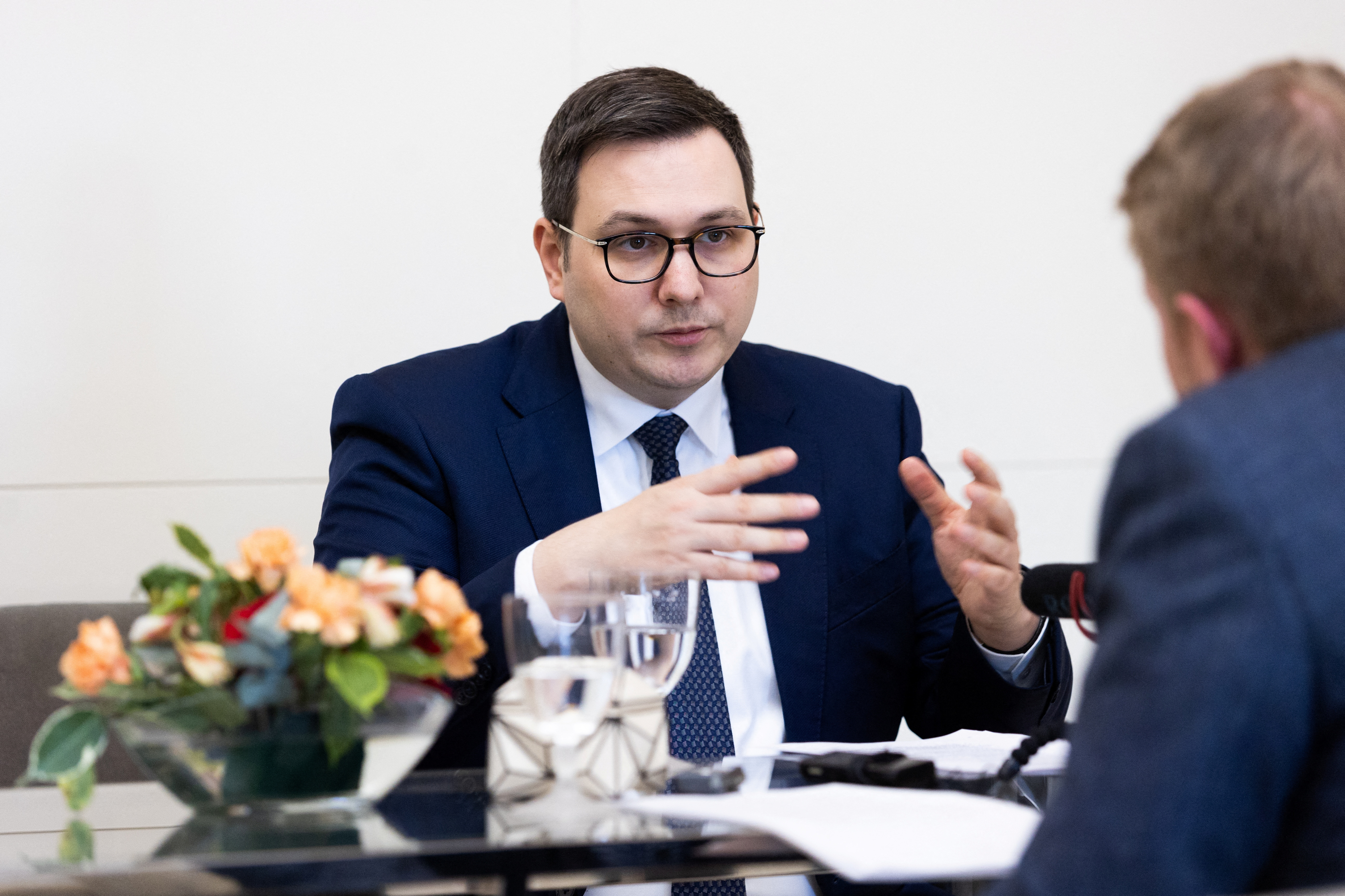 Jan Lipavsky attends an interview in Prague