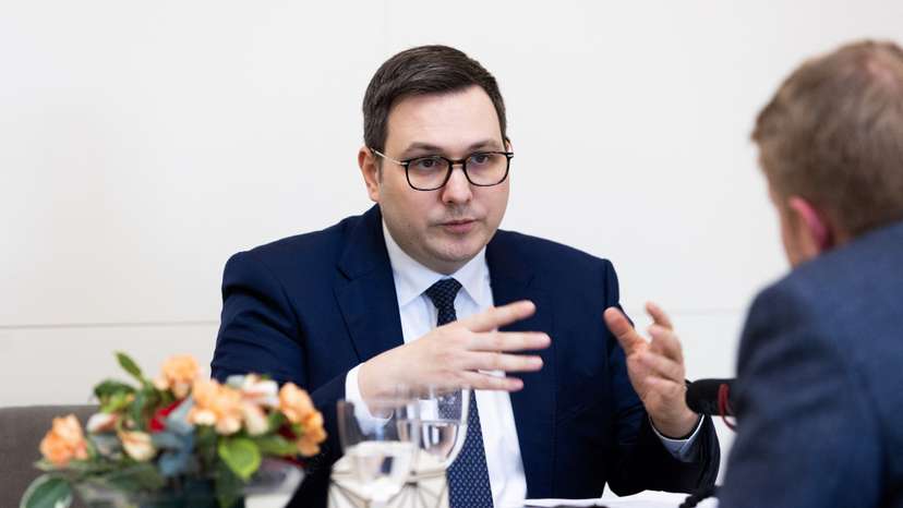 Jan Lipavsky attends an interview in Prague