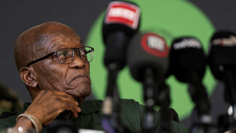 Former South African President Jacob Zuma speaks about his political future at a press conference in Soweto in Johannesburg
