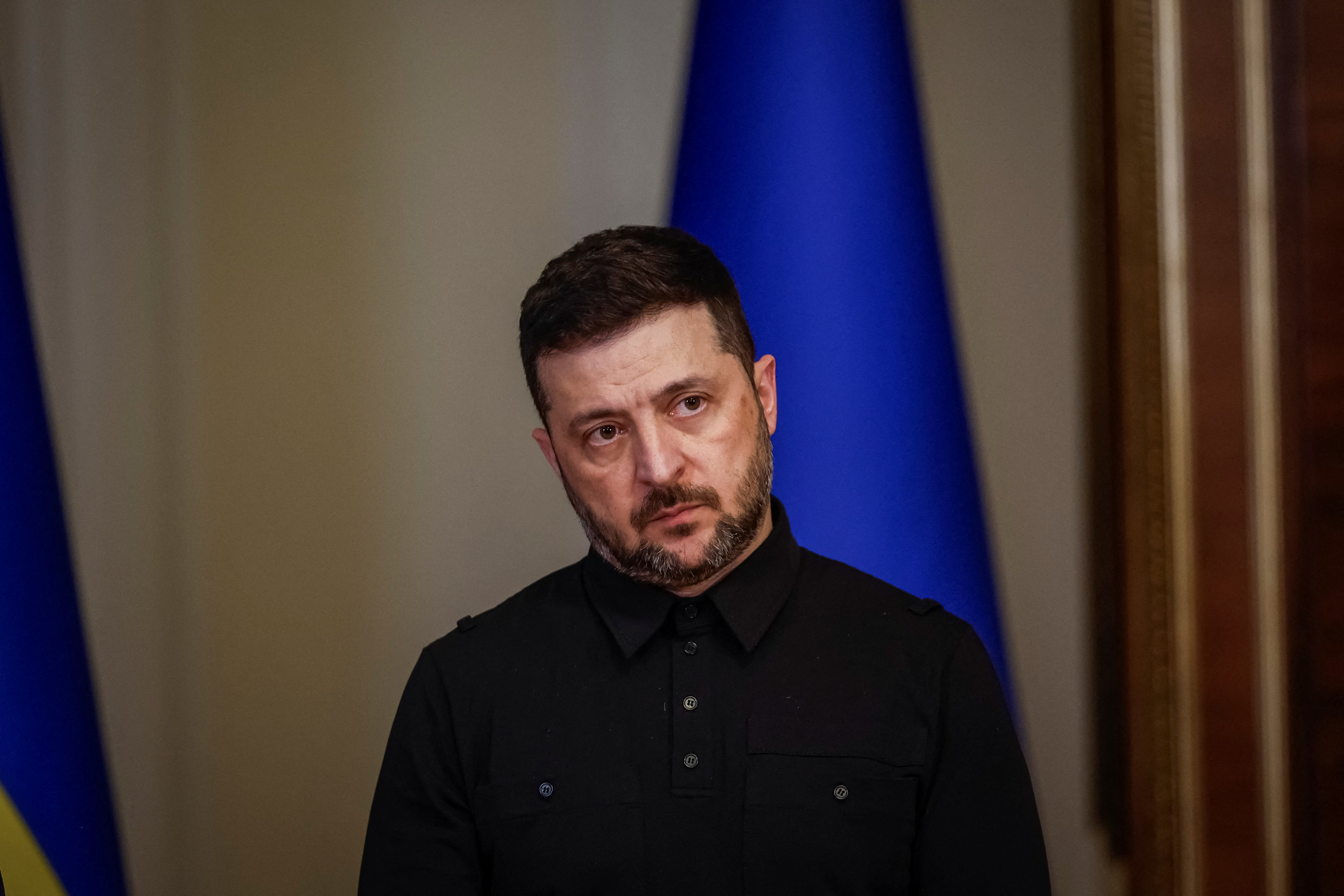 Ukraine's President Zelenskiy and High Representative for Foreign Affairs and Security Policy Kallas attend joint press conference, in Kyiv