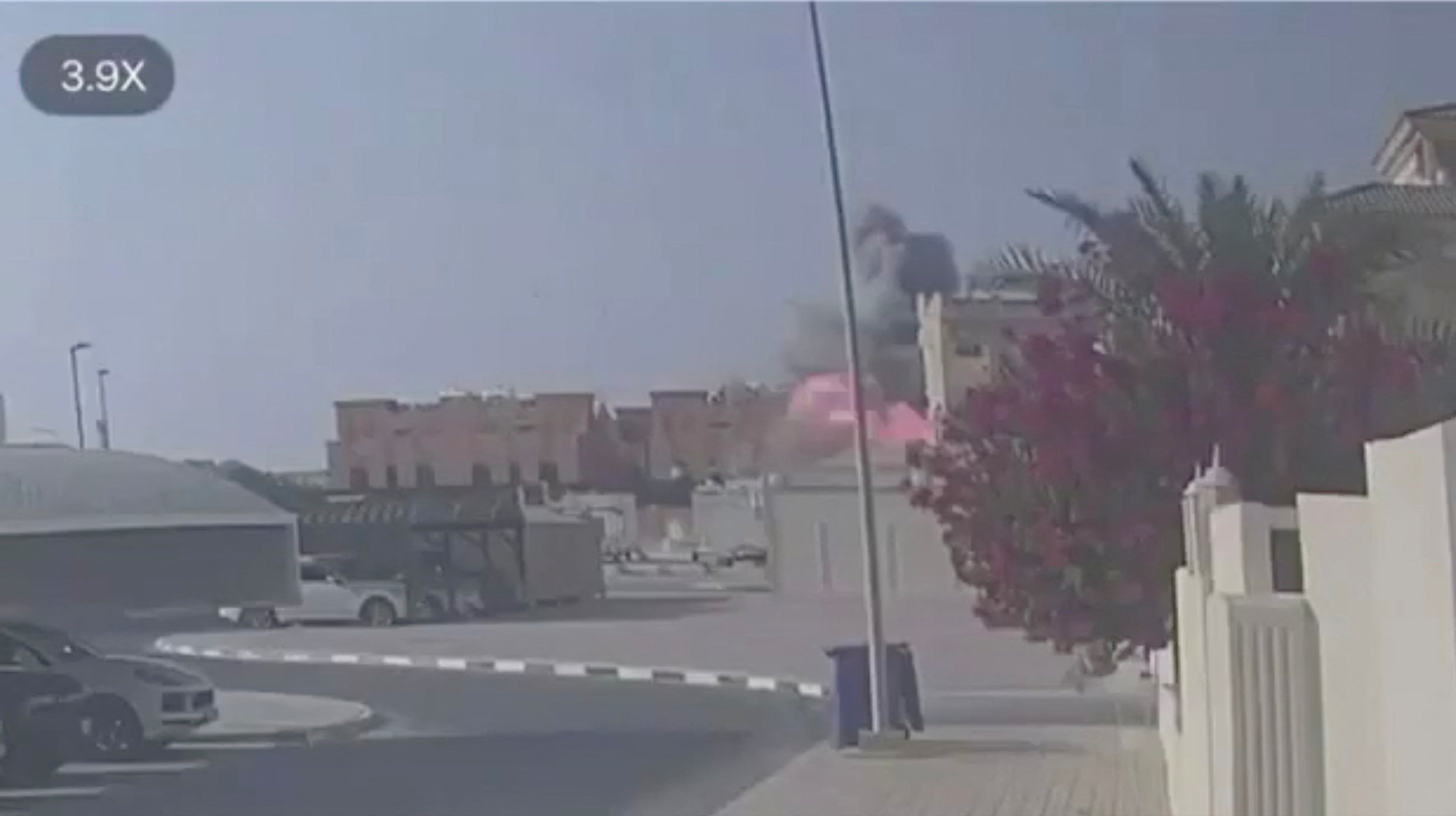 An explosion in Doha during an Israeli air strike