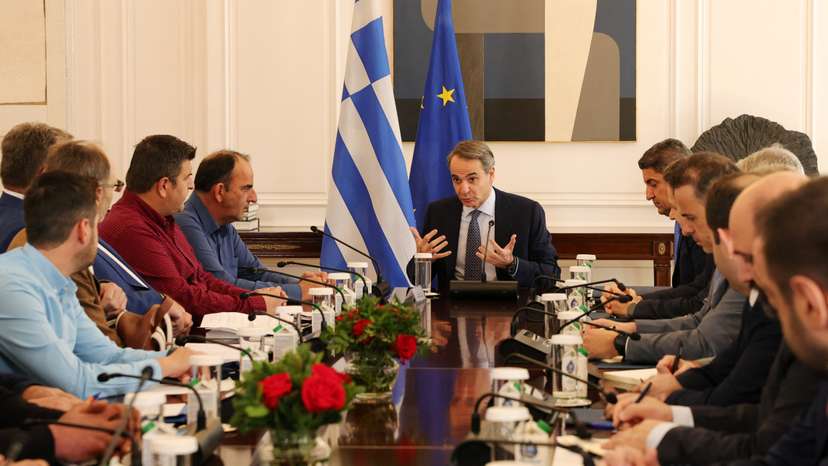 Greek Prime Minister Mitsotakis meets with protesting farmers in Athens