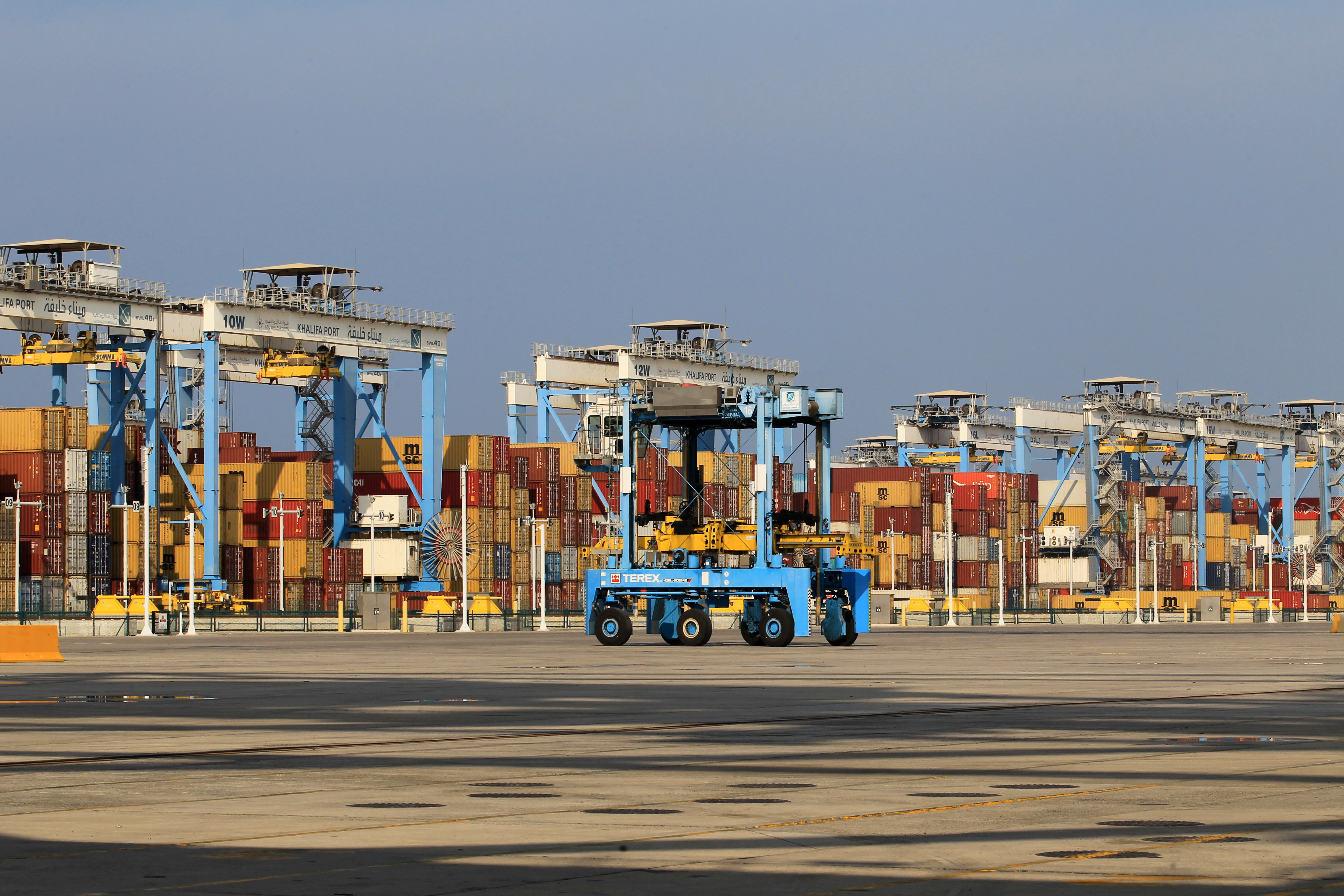 Containers are seen at Abu Dhabi's Khalifa Port after it was expanded in Abu Dhabi