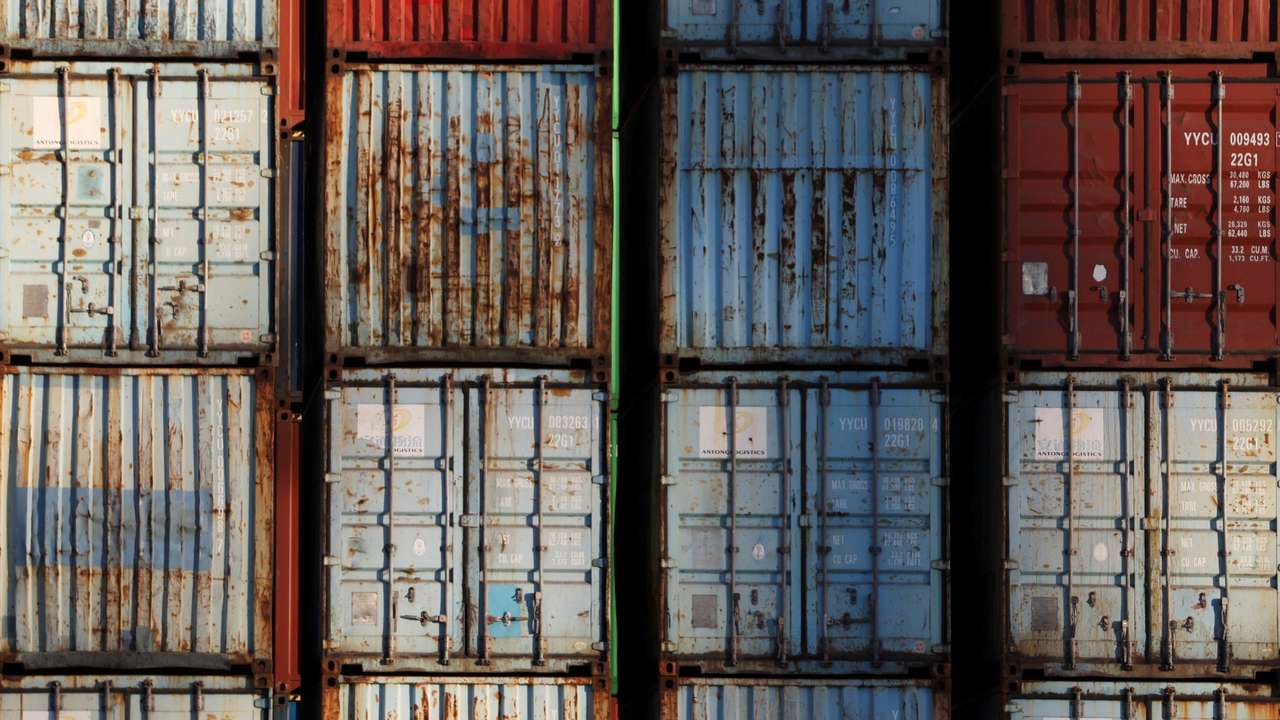 Containers at a port in Tianjin