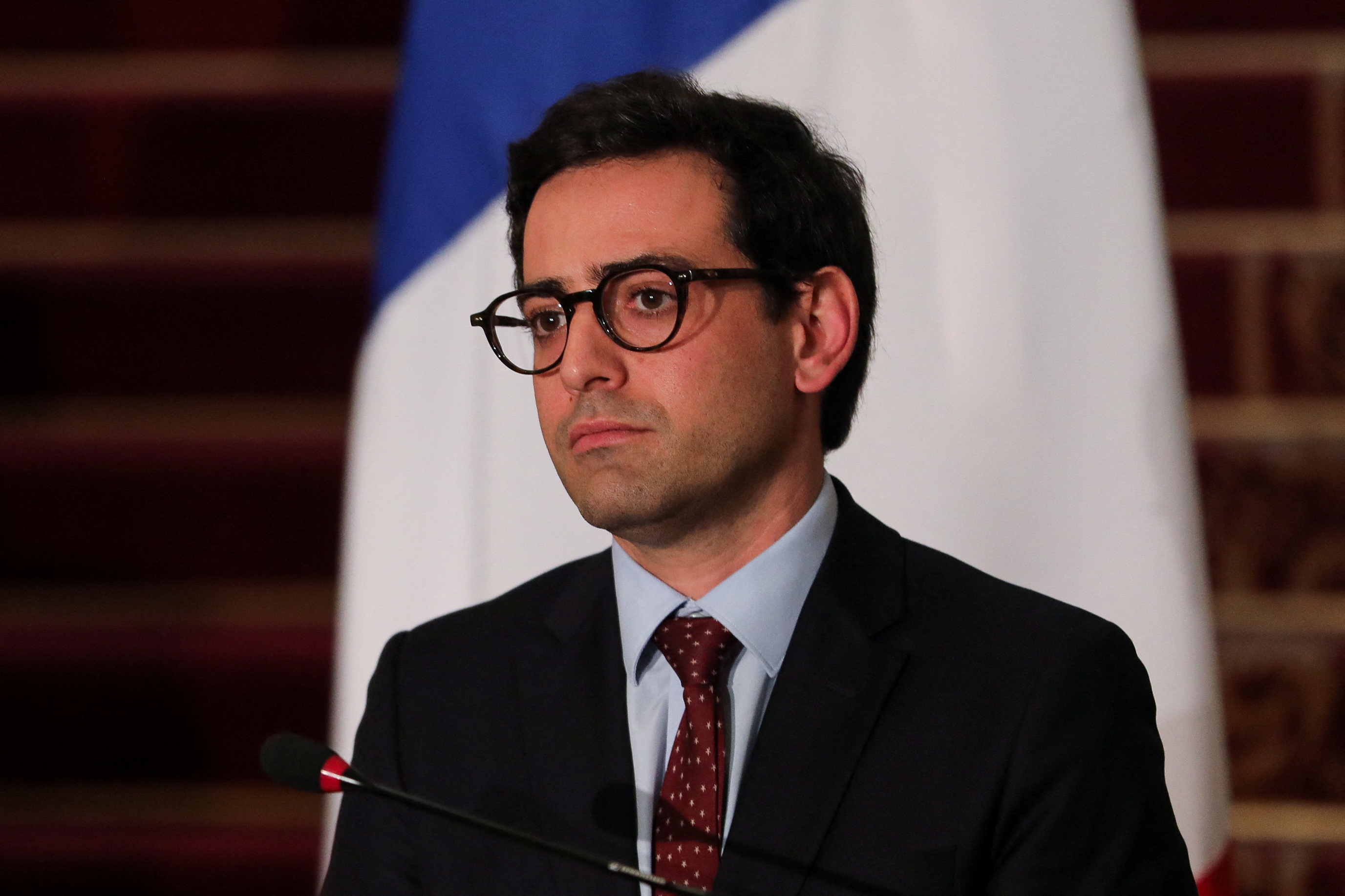 Egyptian, French and Jordanian Foreign Ministers hold a joint press conference in Cairo