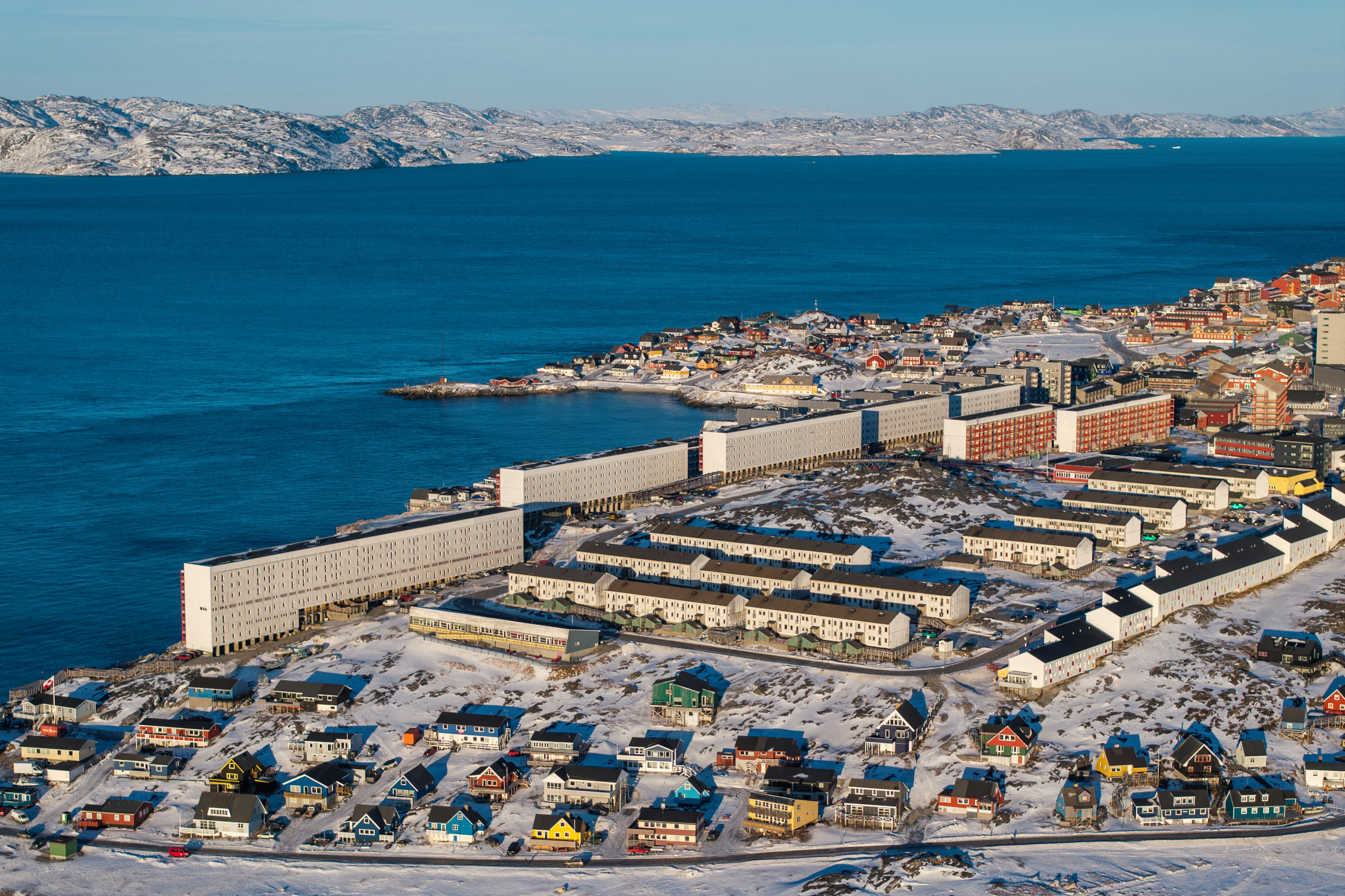 A drone view of Nuuk