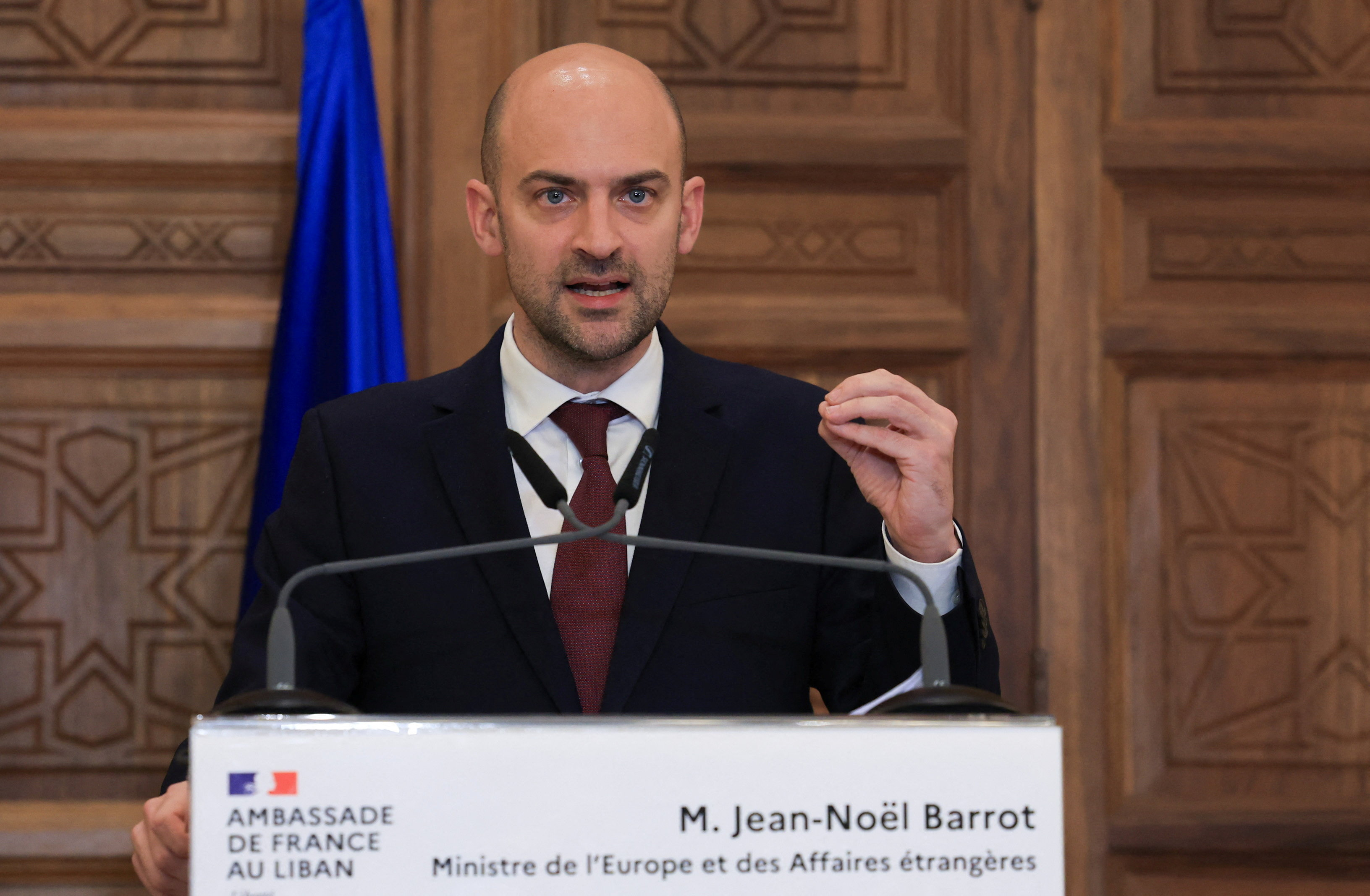 French Minister for Europe and Foreign Affairs Jean-Noel Barrot visits Beirut