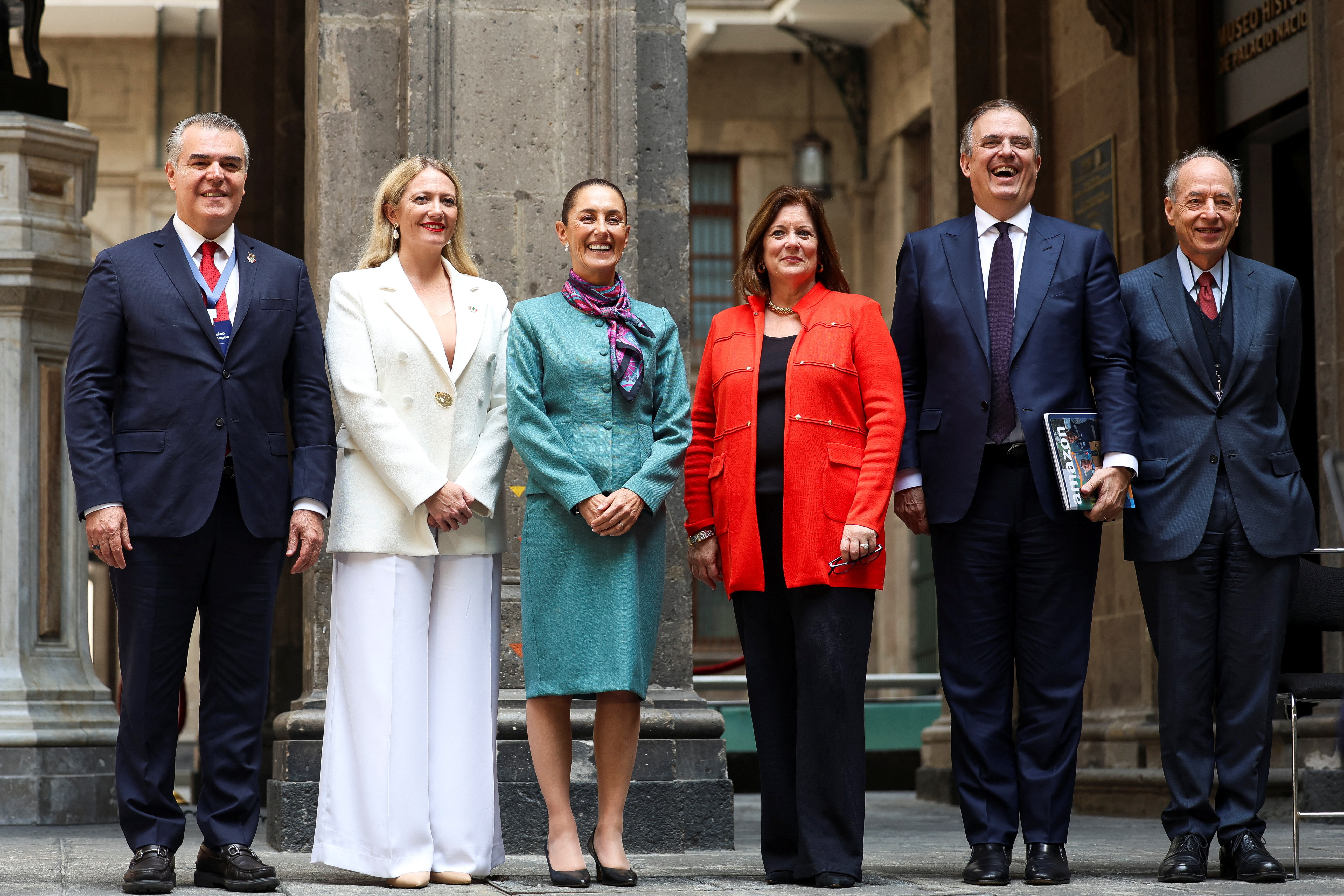 Mexican President Claudia Sheinbaum holds a press conference after a meeting with business people from Mexico and the United States, in Mexico City