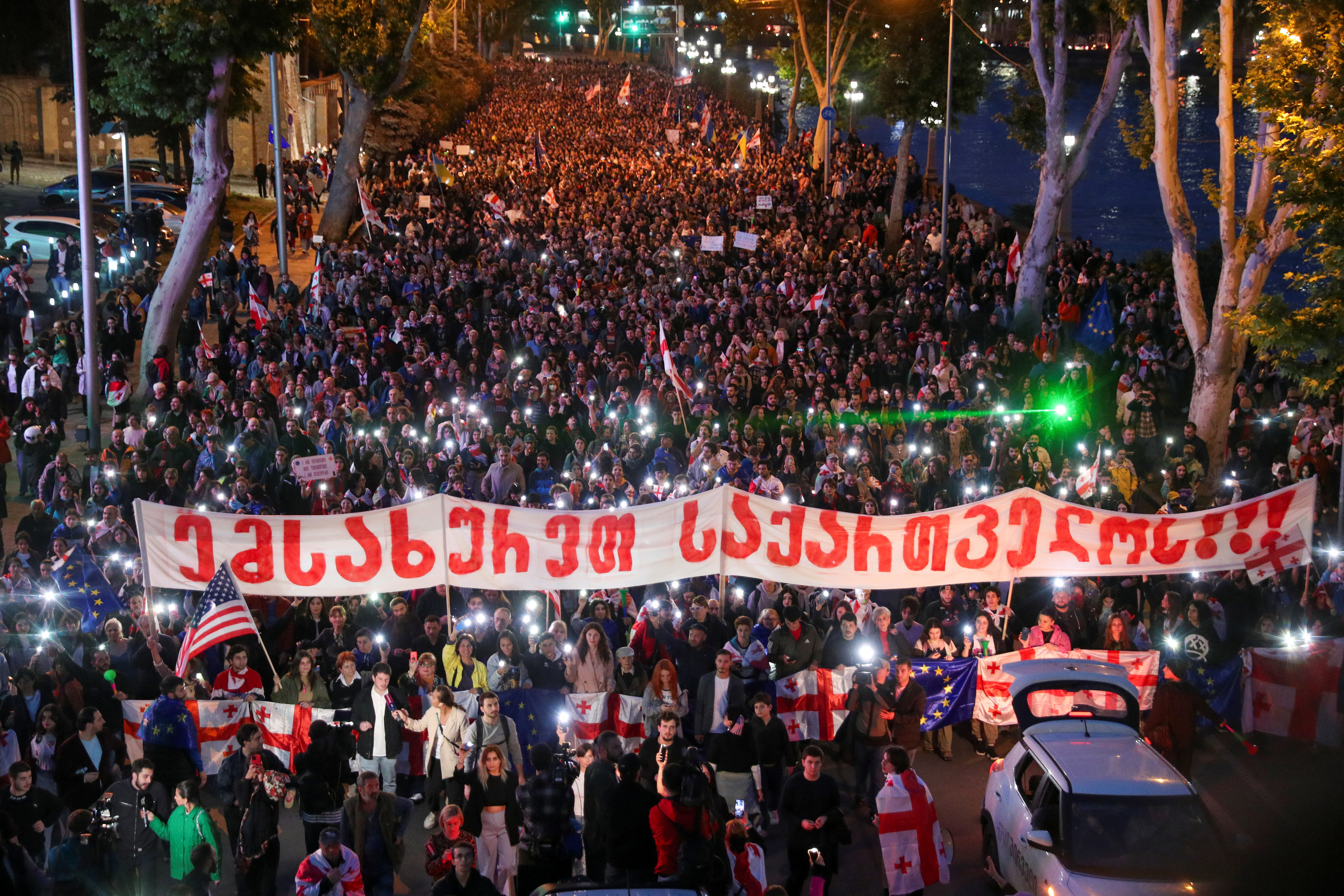 Demonstrators protest against bill on "foreign agents" in Tbilisi
