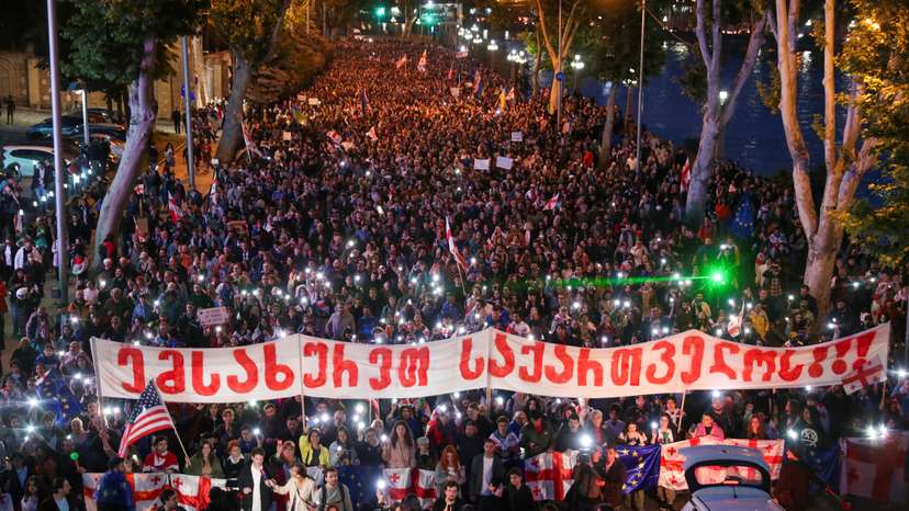 Demonstrators protest against bill on "foreign agents" in Tbilisi