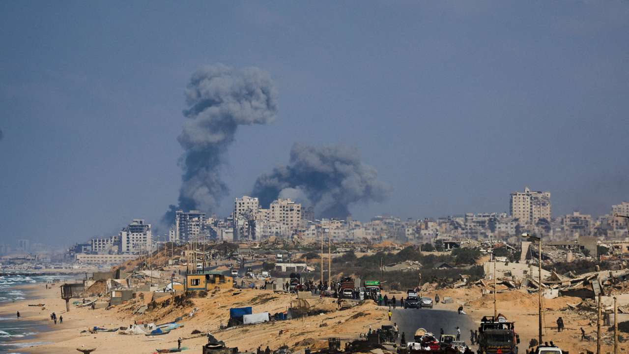 Smoke rises during an Israeli military operation in Gaza City