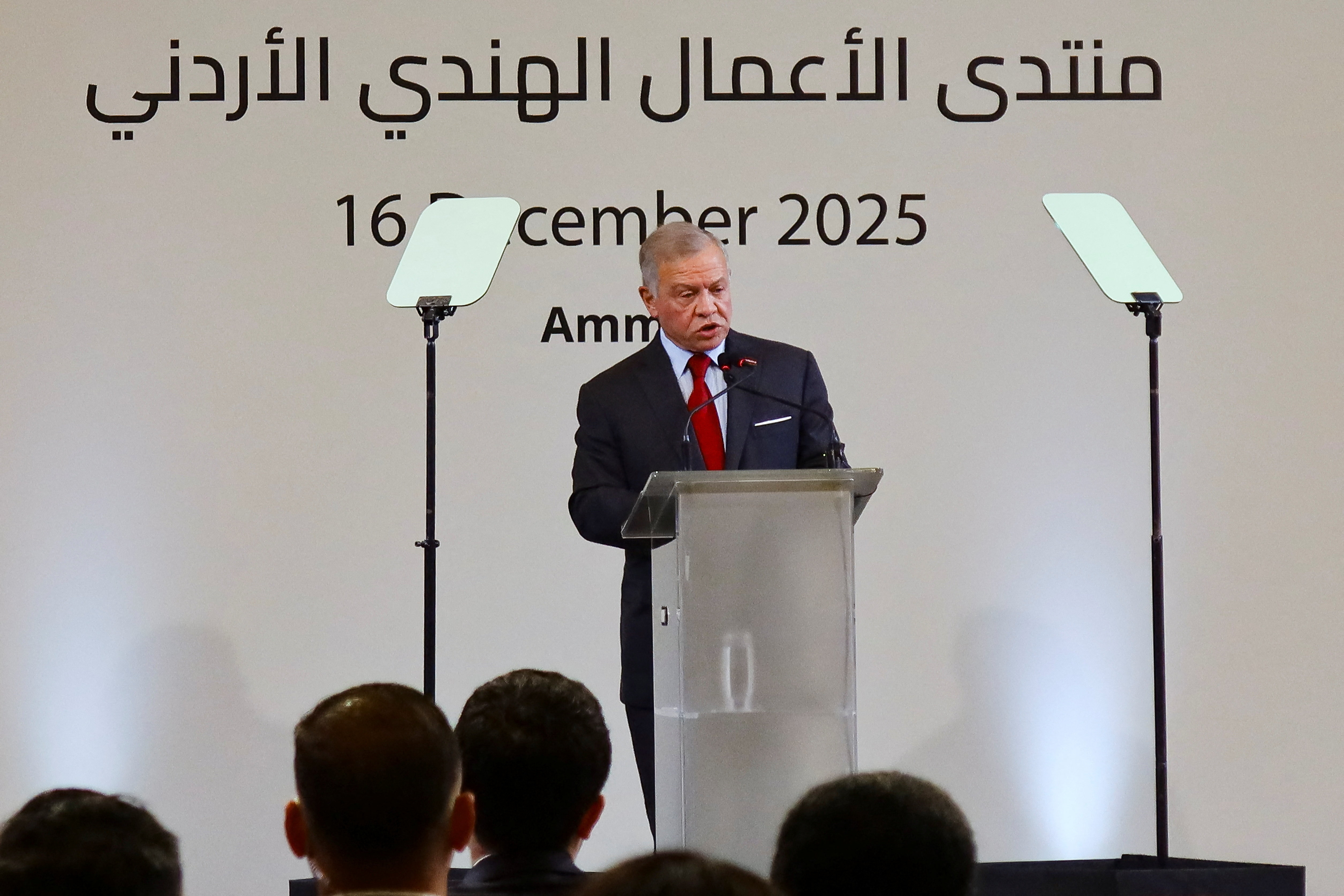Jordan's King Abdullah II and India's Prime Minister Narendra Modi attend the India-Jordan Business Forum in Amman
