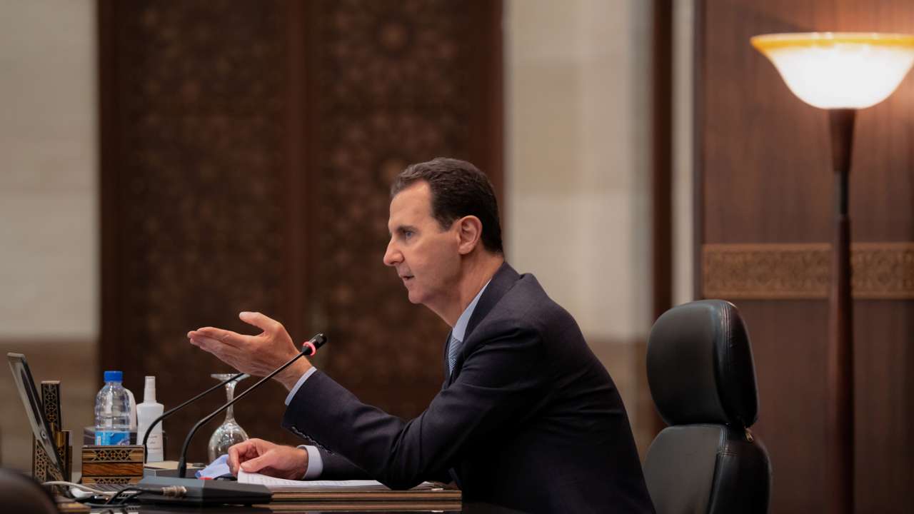 Syria's President Bashar al-Assad meets with the Syrian cabinet in Damascus