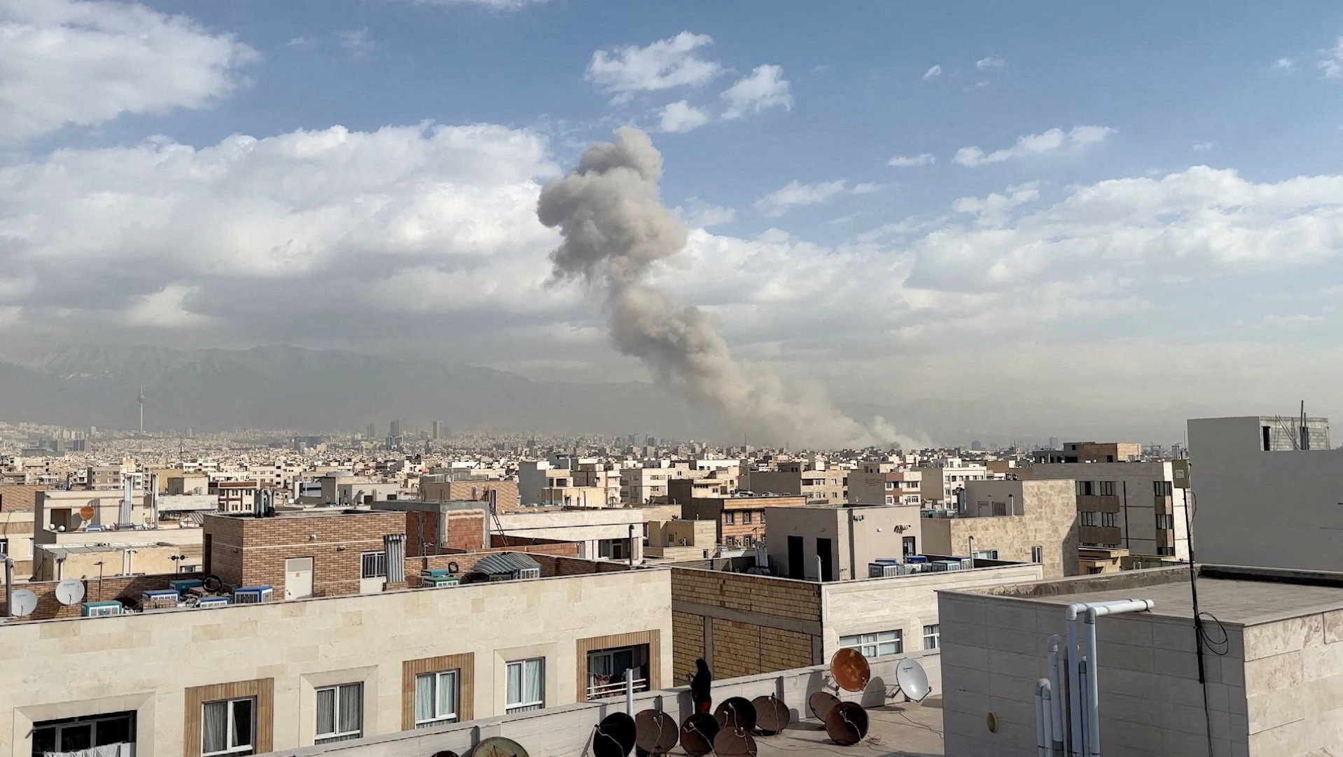 Smoke rises following an explosion, after Israel's Defence Minister Israel Katz said Israel had launched a pre-emptive attack against Iran, in Tehran