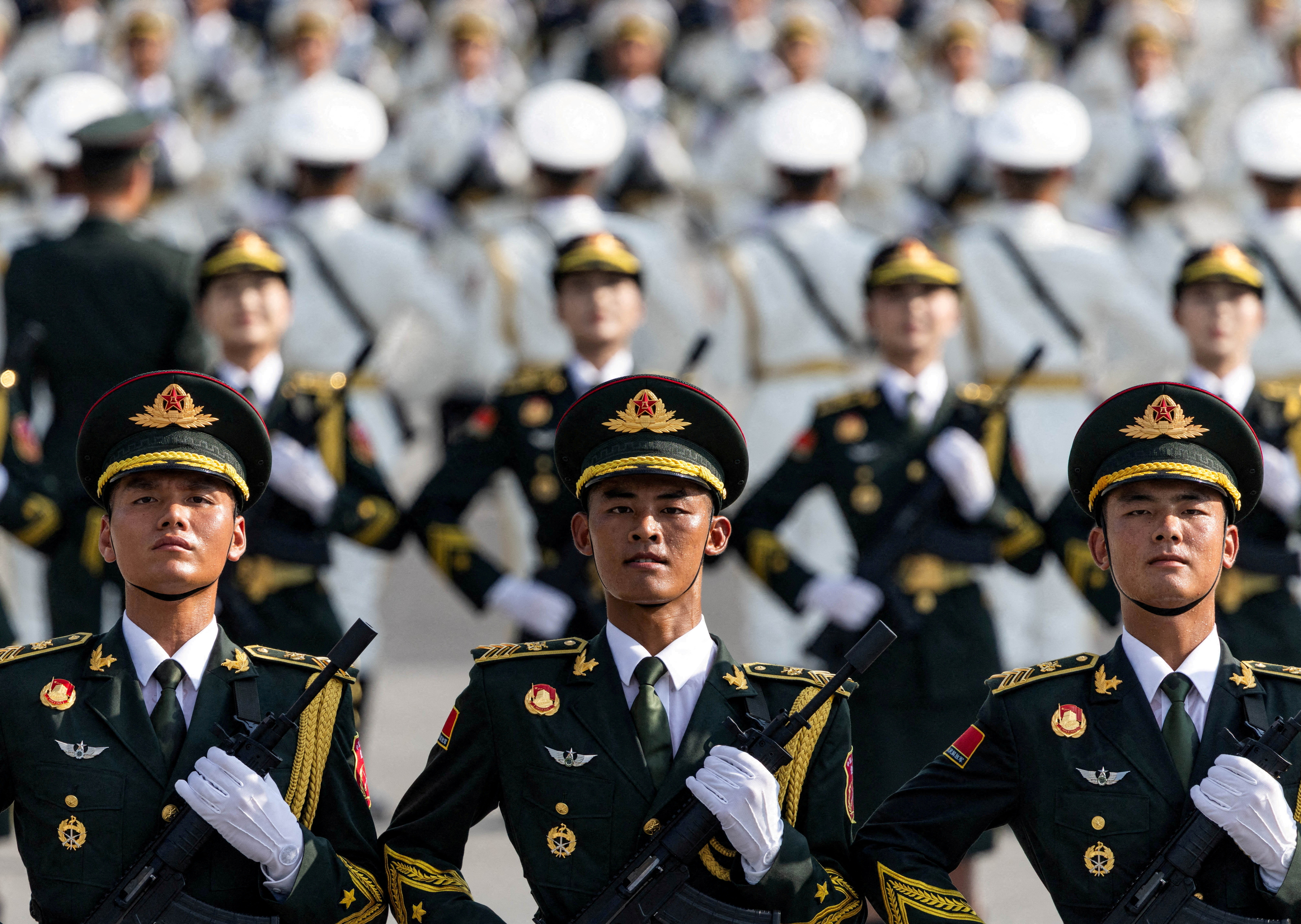 FILE PHOTO: FILE PHOTO: Training for a military parade to mark the 80th anniversary of the end of World War Two, in Beijing
