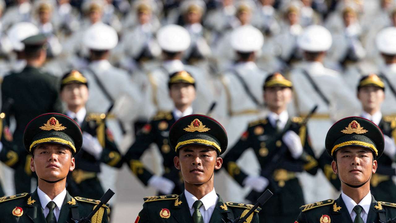 FILE PHOTO: FILE PHOTO: Training for a military parade to mark the 80th anniversary of the end of World War Two, in Beijing