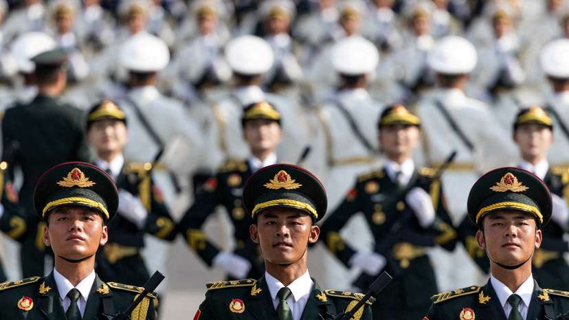 FILE PHOTO: FILE PHOTO: Training for a military parade to mark the 80th anniversary of the end of World War Two, in Beijing