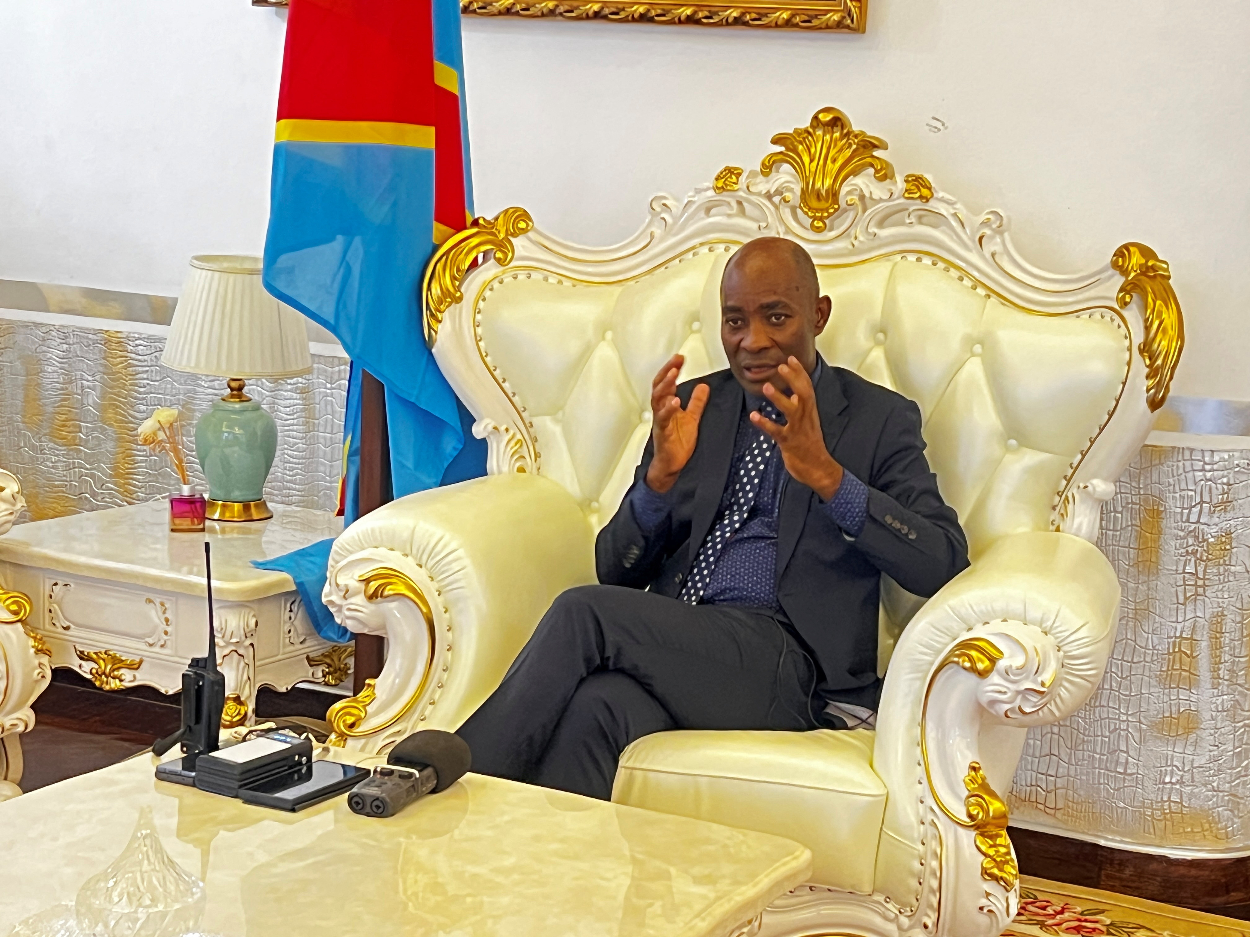 South Kivu Governor Jean-Jacques Purusi Sadiki speaks during a Reuters interview in Bukavu