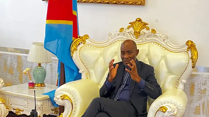 South Kivu Governor Jean-Jacques Purusi Sadiki speaks during a Reuters interview in Bukavu