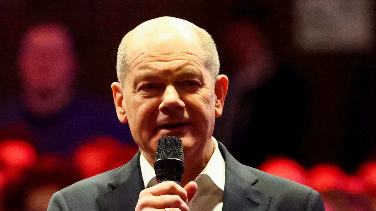 German Chancellor Scholz attends his election campaign rally, in Munich