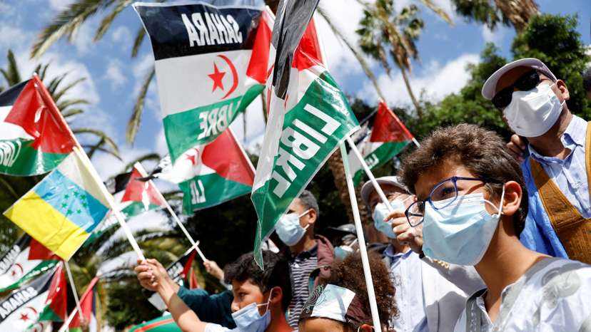 Protest against Spain's endorsement of Morocco's plan for autonomy in Western Sahara