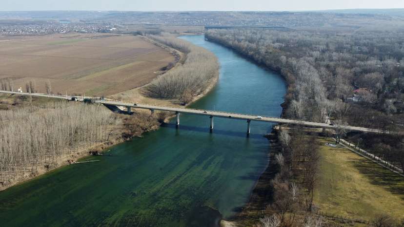 FILE PHOTO: An aerial view shows the bridge over the Dniester River near Vadul lui Voda