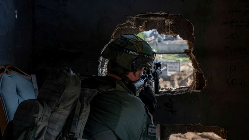 An Israeli soldier operates in the Gaza Strip amid the ongoing conflict between Israel and the Palestinian Islamist group Hamas