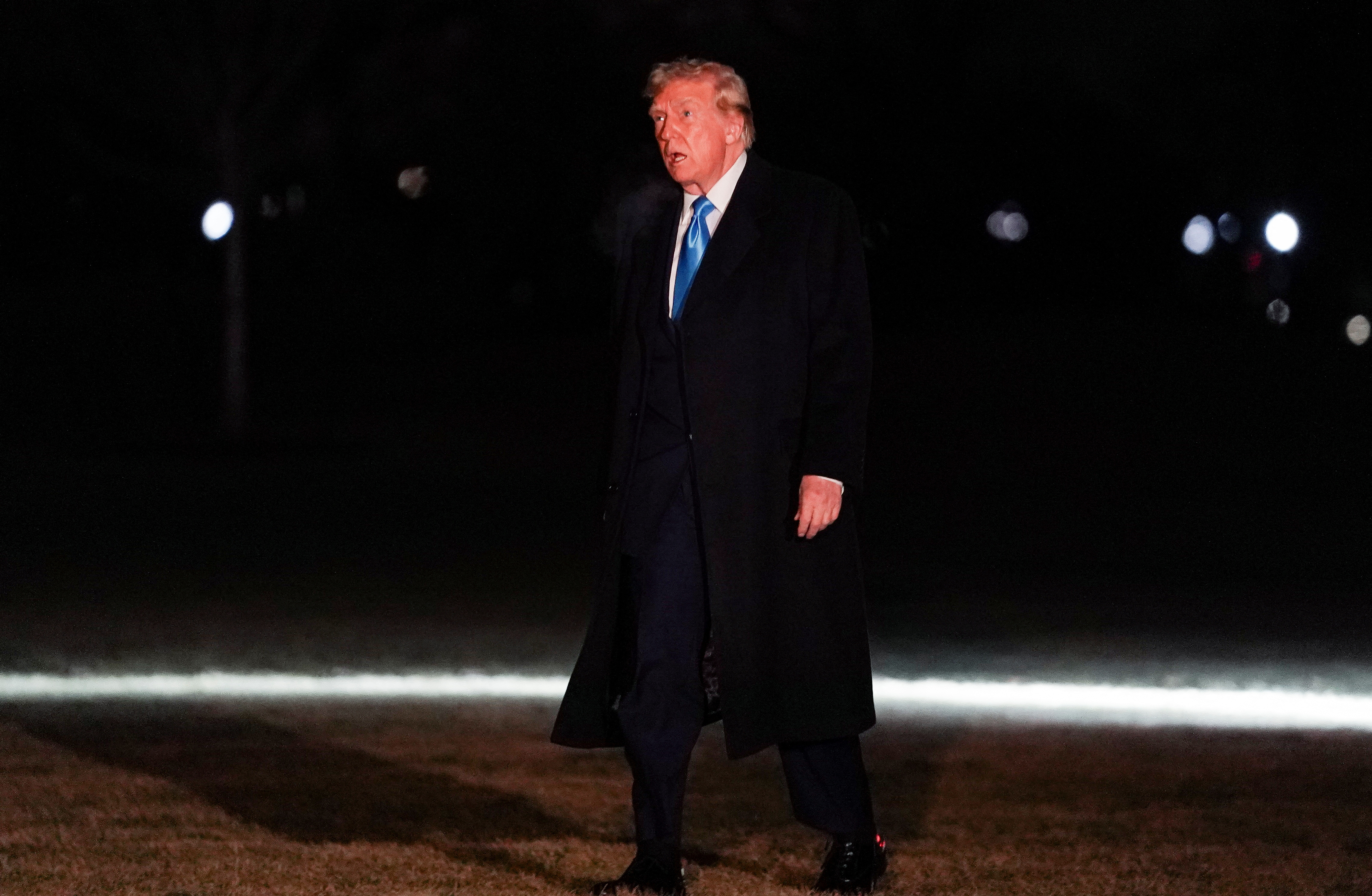 U.S. President Trump arrives on the South Lawn of the White House in Washington
