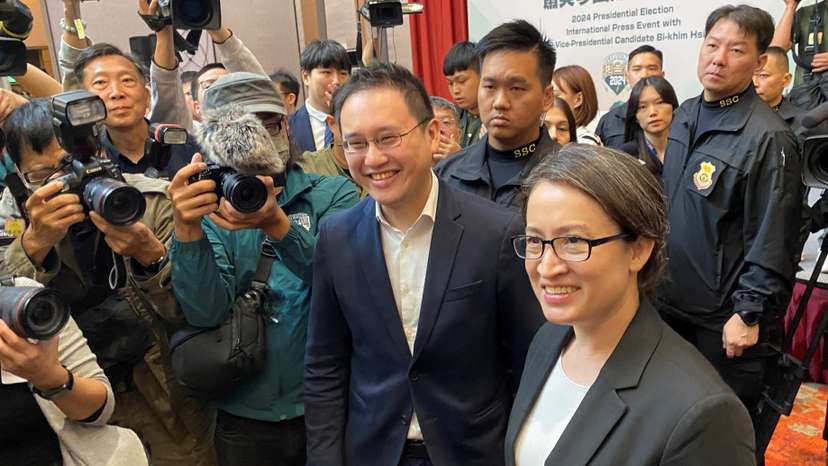 Hsiao Bi-khim, speaks to the media during a press conference in Taipei