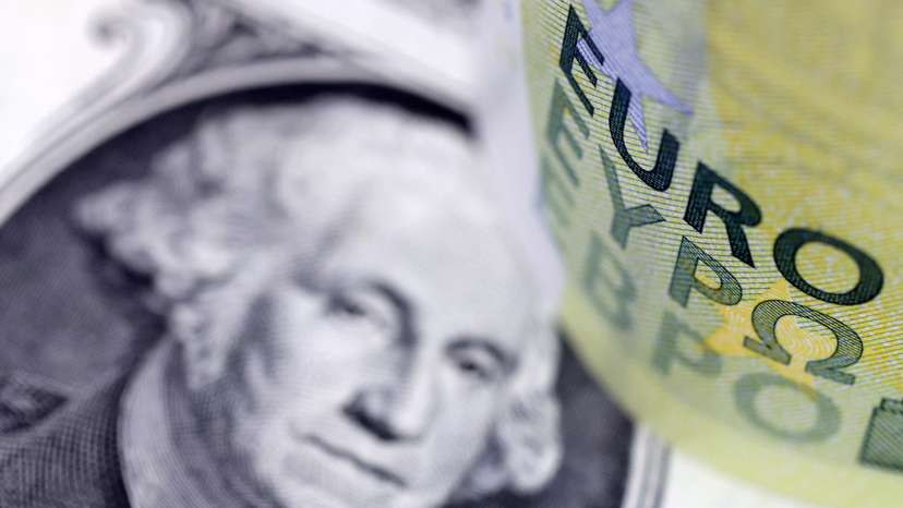 Illustration shows U.S. Dollar and Euro banknotes