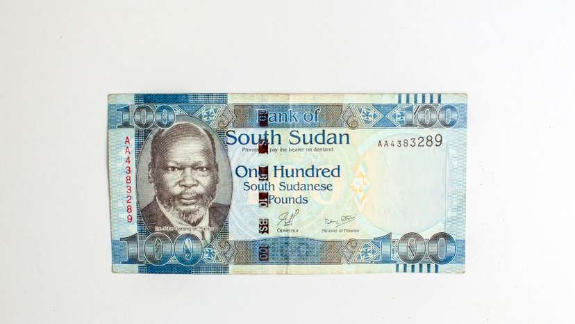 Photo illustration shows a South Sudanese 100 pound note in Juba
