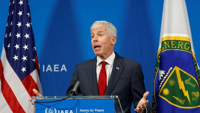 FILE PHOTO: U.S. Energy Secretary Wright holds press conference in Vienna