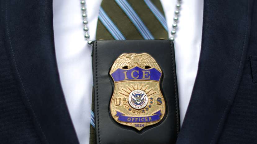 An ICE officer is seen at Otay Mesa immigration detention center in San Diego