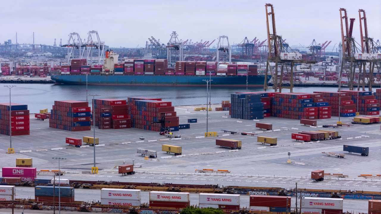 FILE PHOTO: Shipping containers from China are shown at the Port of Los Angeles, in San Pedro