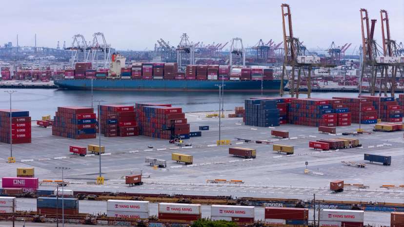 FILE PHOTO: Shipping containers from China are shown at the Port of Los Angeles, in San Pedro