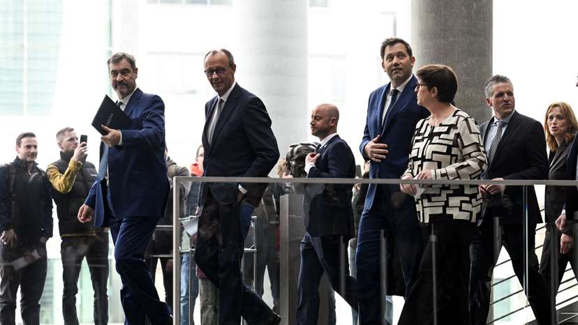 Press conference after CDU/CSU and SPD reached an agreement in coalition talks, in Berlin