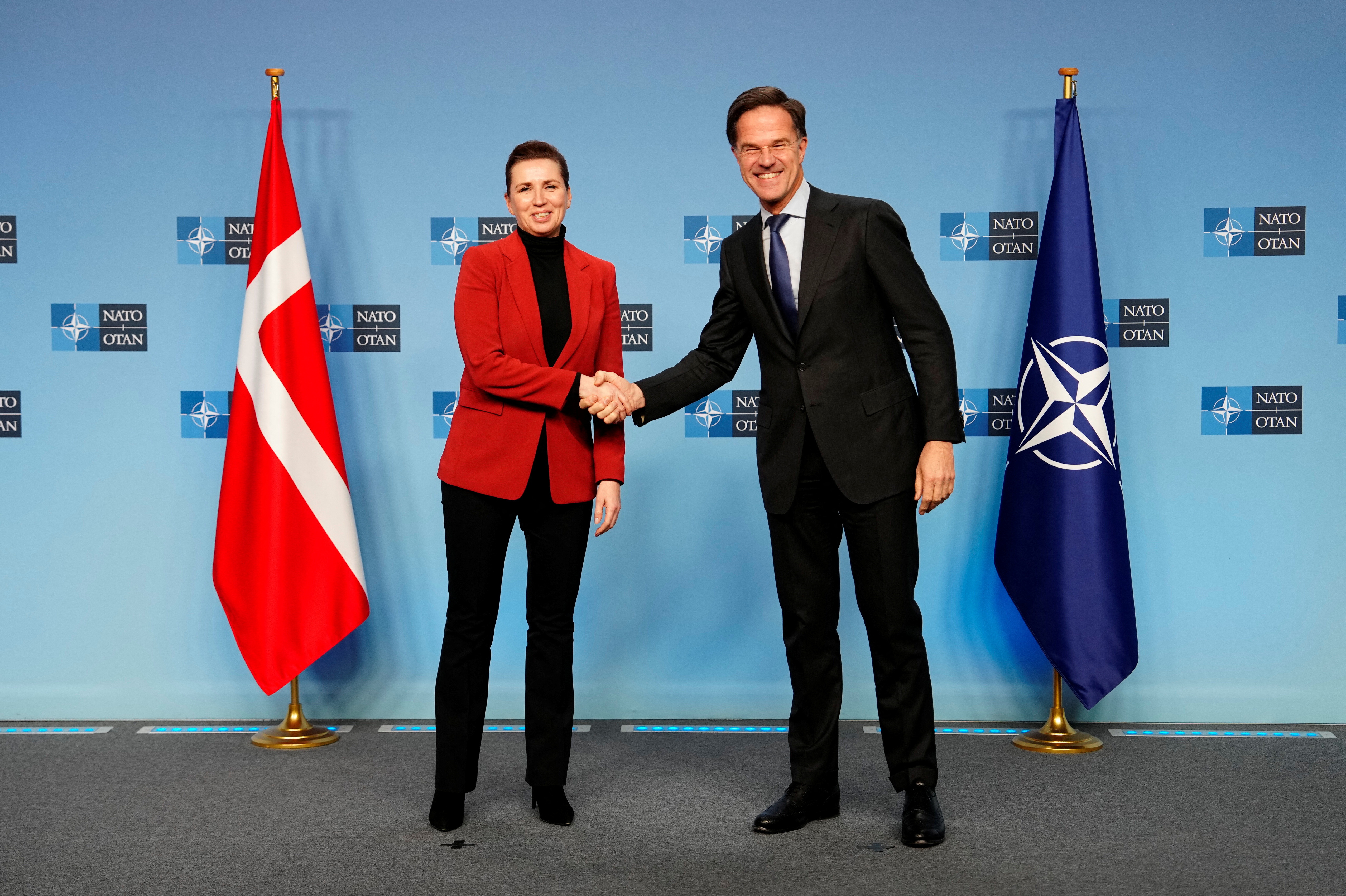 Denmarks Prime Minister Mette Frederiksen meets with NATO Secretary General Mark Rutte in Brussels